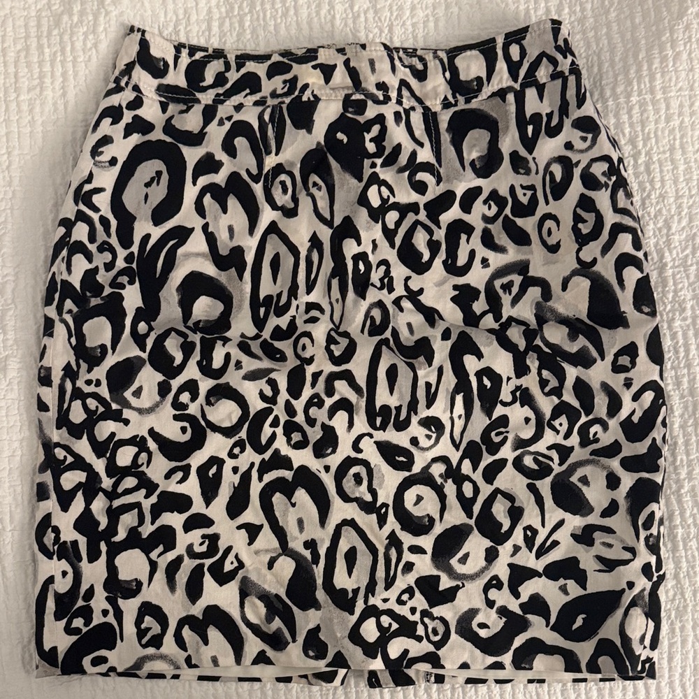 LOFT Black and White Animal Print Pencil Skirt